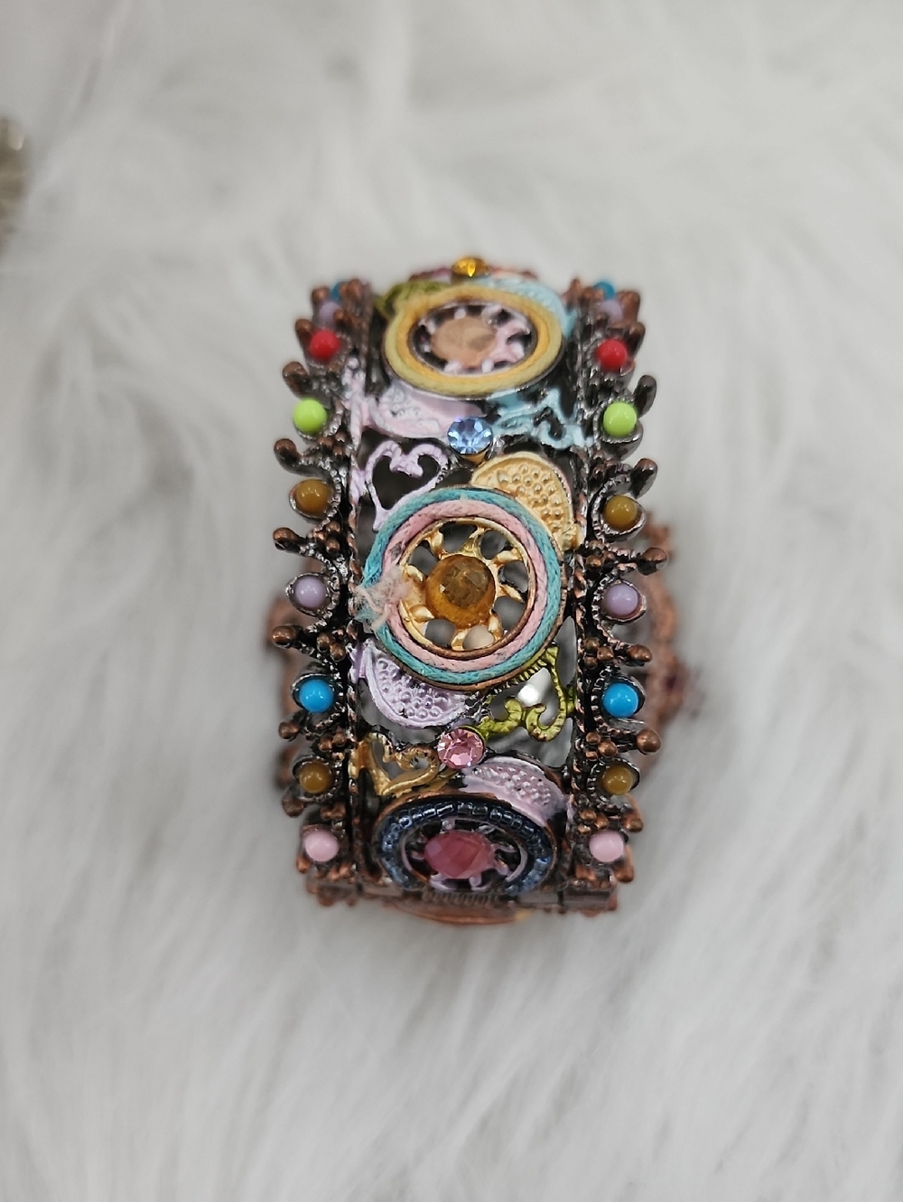 Narmi Colorful Beaded Floral Bracelet Watch - Multicolor, Needs Battery Put In - Picture 4 of 7